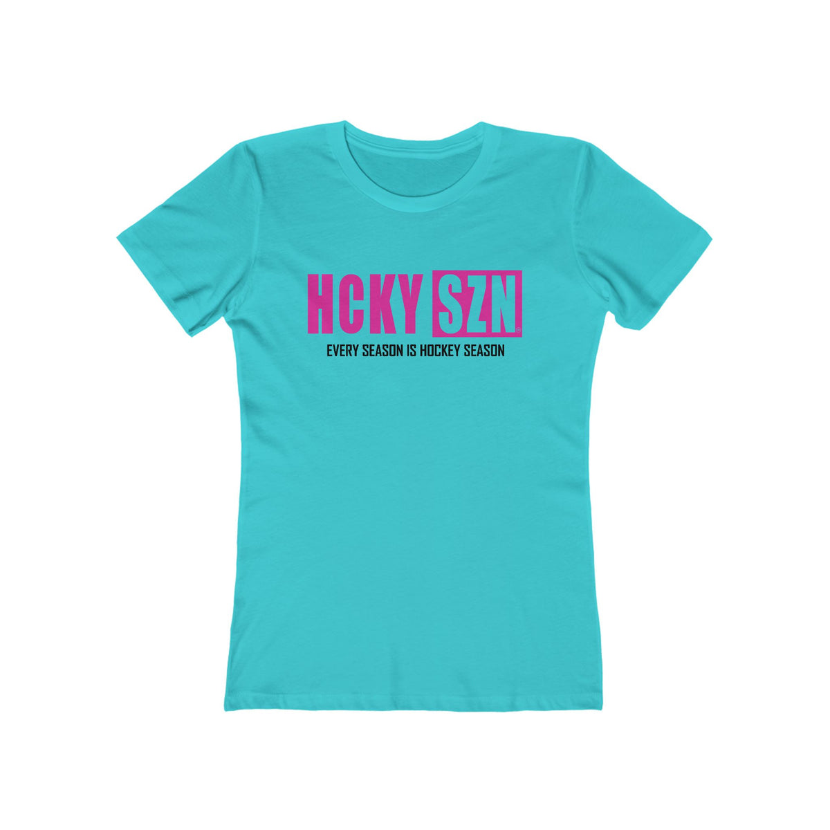 Every Season Is Hockey Season Women's Boyfriend Tee (Hot Pink Logo) - Various Colors