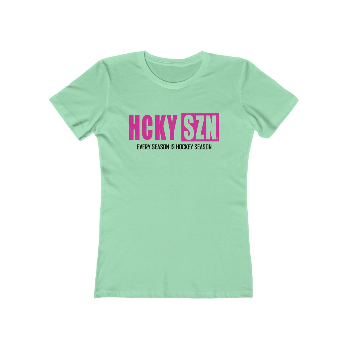 Every Season Is Hockey Season Women's Boyfriend Tee (Hot Pink Logo) - Various Colors
