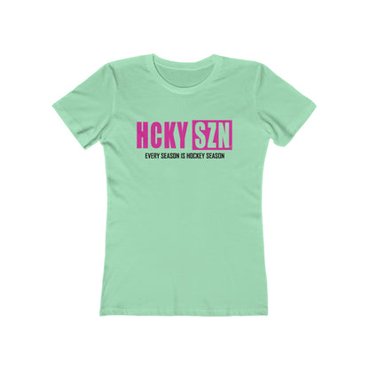 Every Season Is Hockey Season Women's Boyfriend Tee (Hot Pink Logo) - Various Colors