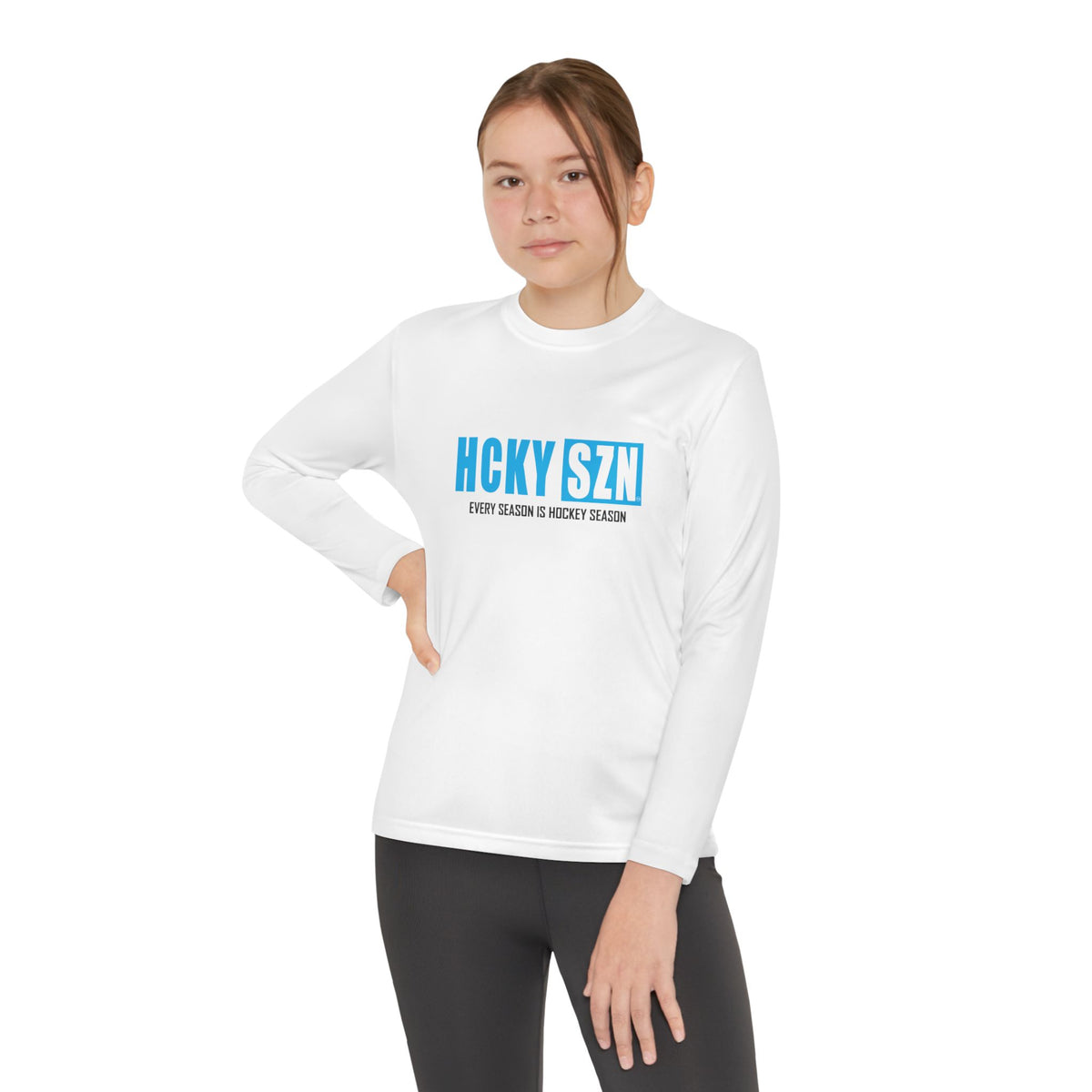 Every Season is HCKY SZN Youth Competitor Long Sleeve Tee (Sky Blue Logo) - Various Colors