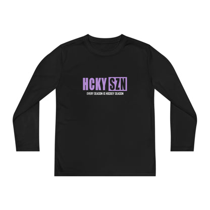 Every Season is HCKY SZN Youth Competitor Long Sleeve Tee (Lavender Logo) - Various Colors