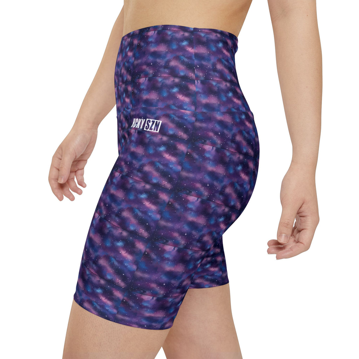HKY SZN High Waisted Workout Shorts (Watercolor Galaxy)