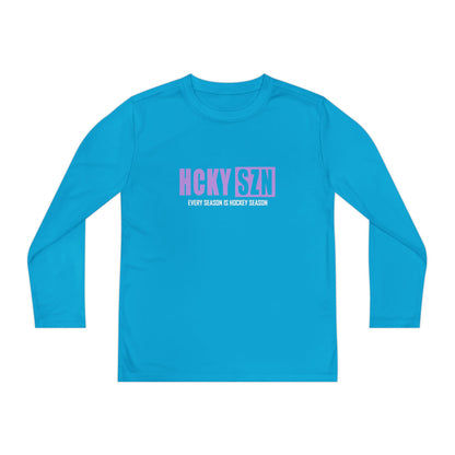 Every Season is HCKY SZN Youth Competitor Long Sleeve Tee (Lavender Logo) - Various Colors