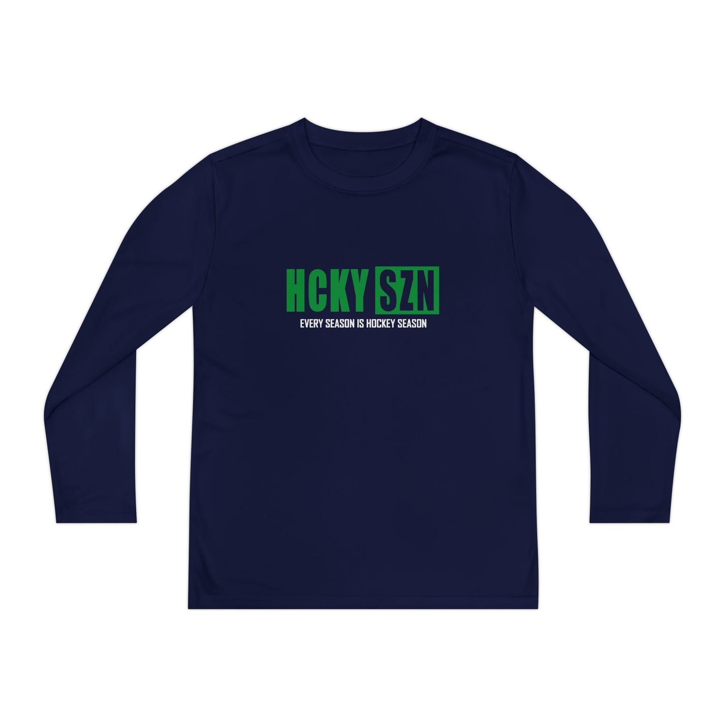 Every Season is HCKY SZN Youth Competitor Long Sleeve Tee (Green Logo) - Various Colors