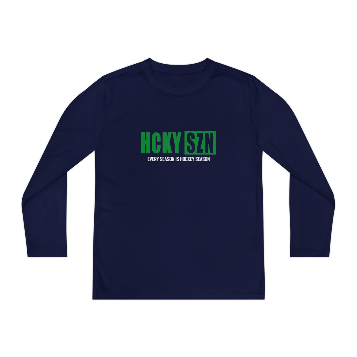 Every Season is HCKY SZN Youth Competitor Long Sleeve Tee (Green Logo) - Various Colors