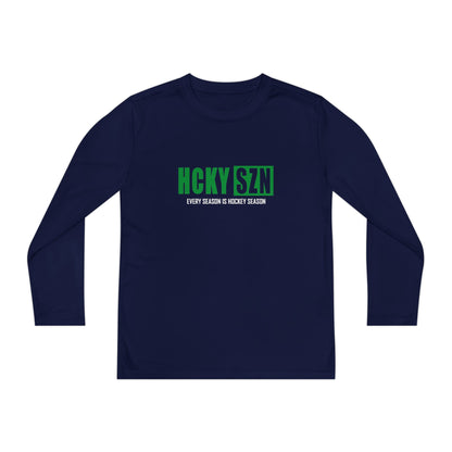 Every Season is HCKY SZN Youth Competitor Long Sleeve Tee (Green Logo) - Various Colors