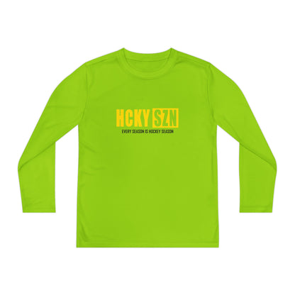 Every Season is HCKY SZN Youth Competitor Long Sleeve Tee (Yellow Logo) - Various Colors