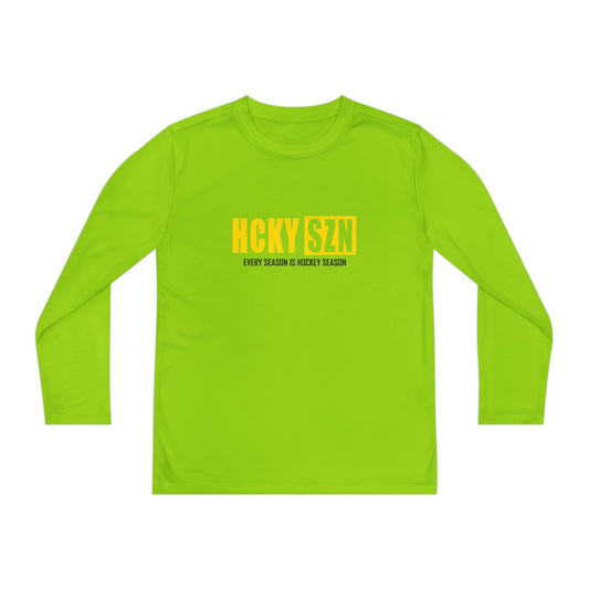 Every Season is HCKY SZN Youth Competitor Long Sleeve Tee (Yellow Logo) - Various Colors