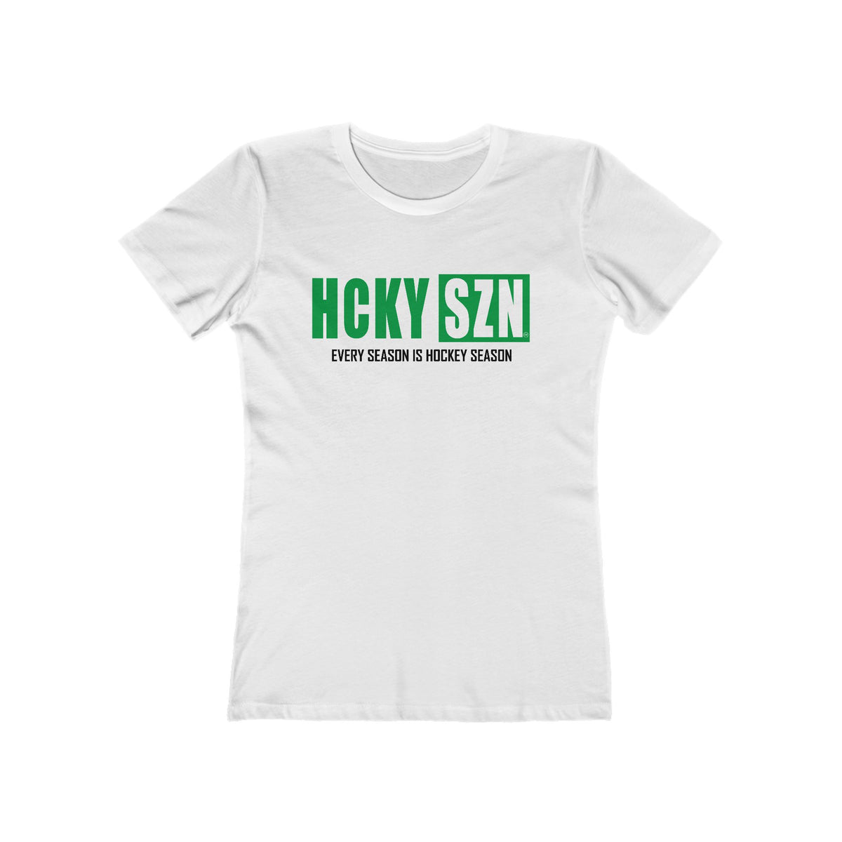 Every Season Is Hockey Season Women's Boyfriend Tee (Green Logo) - Various Colors