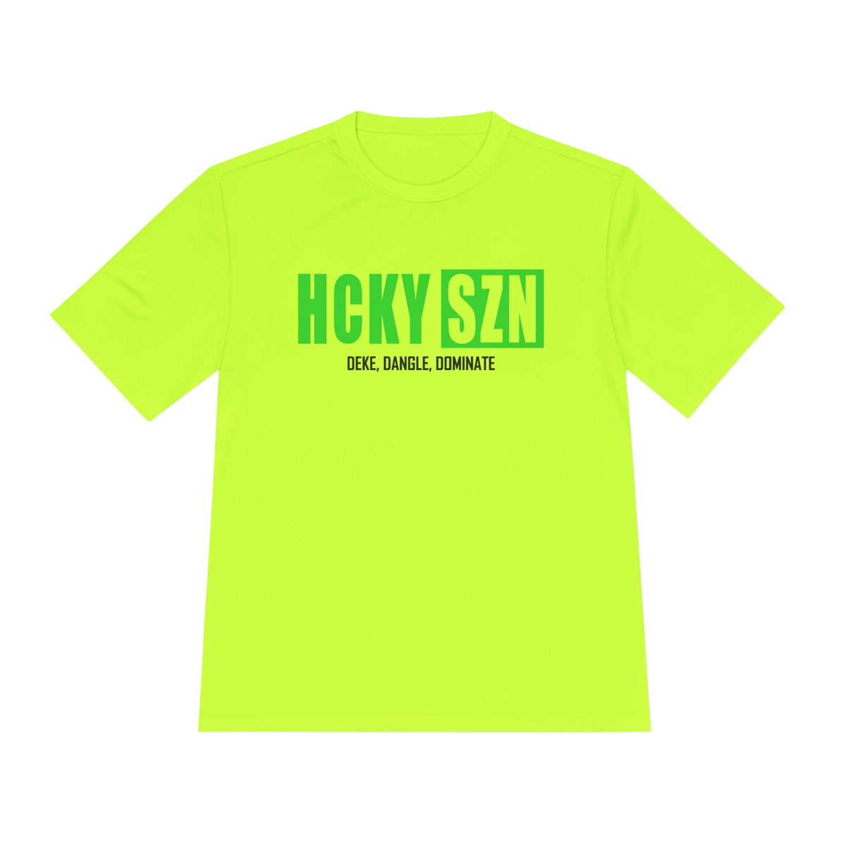 HCKYSZN (Deke Dangle) Adult Performance Tee - Neon Yellow/Lime/Black