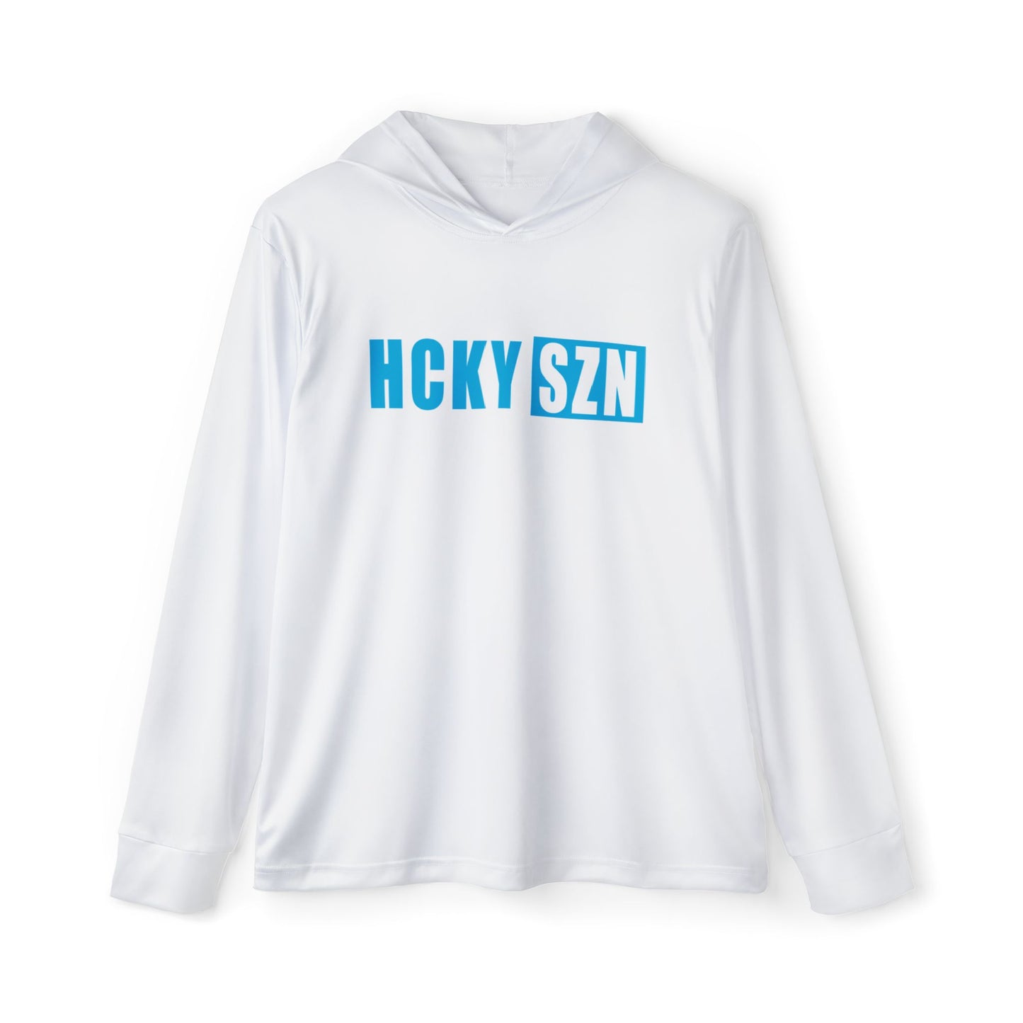 HCKY SZN Big Logo Performance Warmup Hoodie (White/Sky Blue)