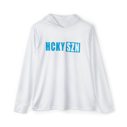 HCKY SZN Big Logo Performance Warmup Hoodie (White/Sky Blue)