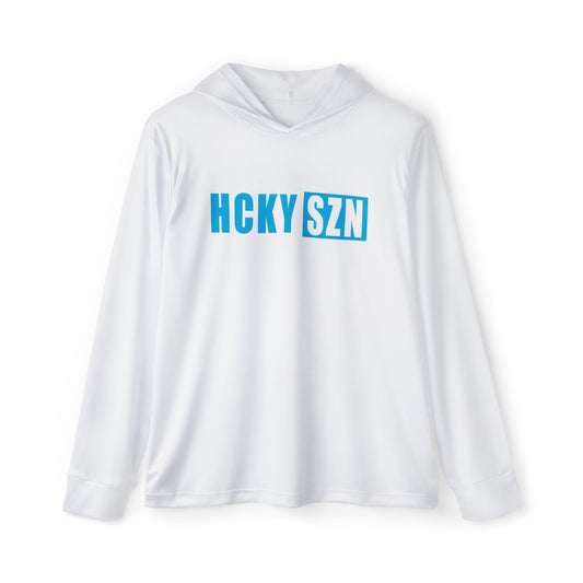 HCKY SZN Big Logo Performance Warmup Hoodie (White/Sky Blue)