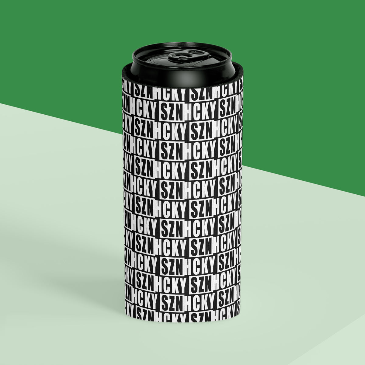 HCKY SZN AOP Slim Can Cooler (Black)