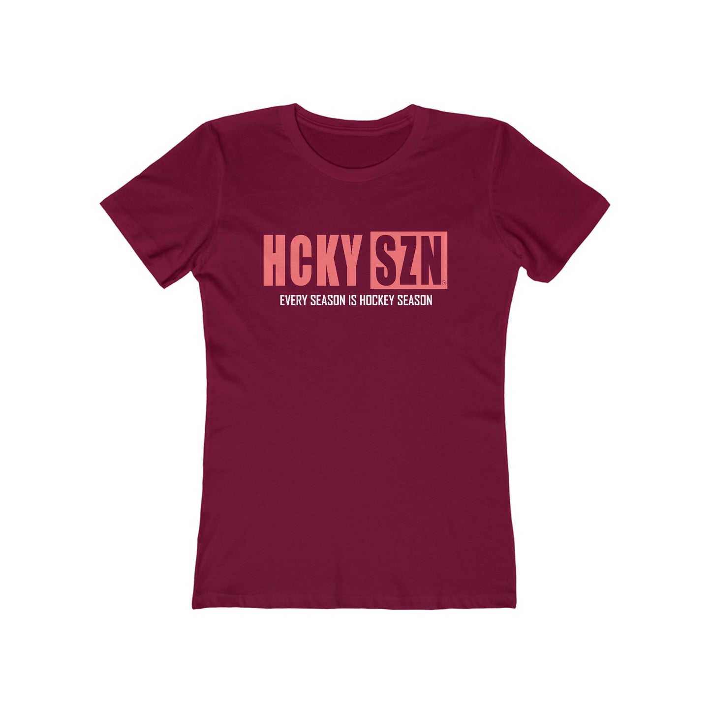 Every Season Is Hockey Season Women's Boyfriend Tee (Peach Logo) - Various Colors