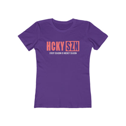 Every Season Is Hockey Season Women's Boyfriend Tee (Peach Logo) - Various Colors