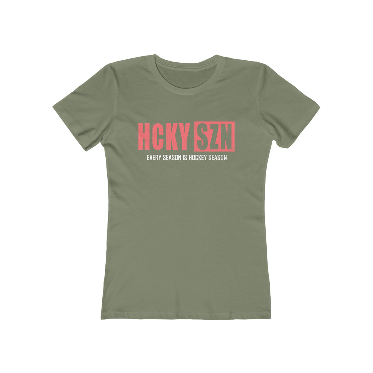Every Season Is Hockey Season Women's Boyfriend Tee (Peach Logo) - Various Colors