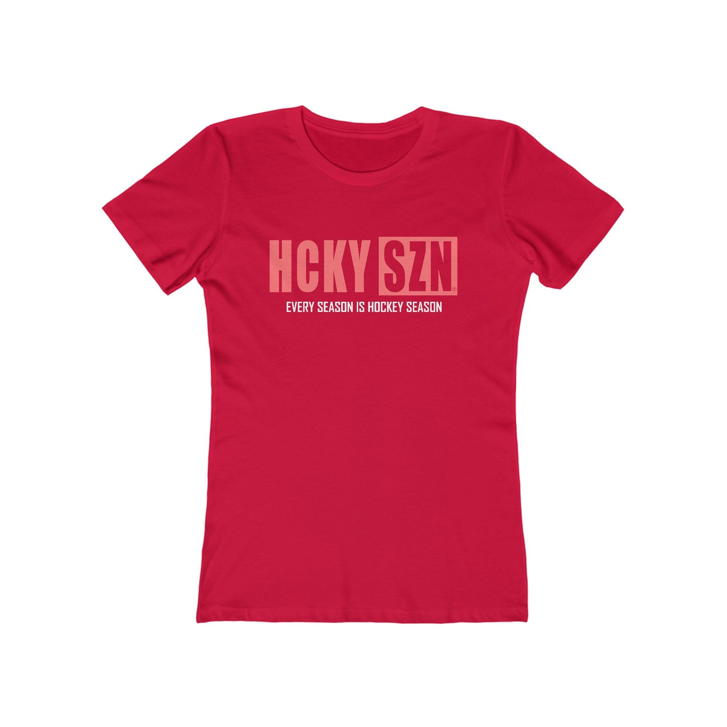 Every Season Is Hockey Season Women's Boyfriend Tee (Peach Logo) - Various Colors