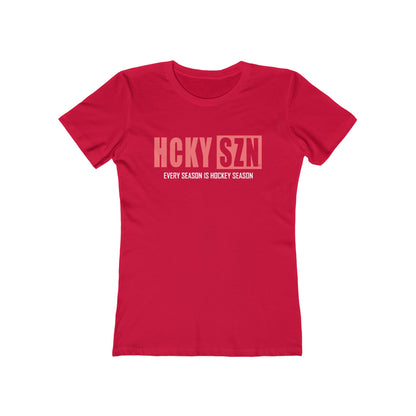 Every Season Is Hockey Season Women's Boyfriend Tee (Peach Logo) - Various Colors