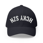 Upside Down HCKY SZN Embroidered Flex Fit Hat (Navy/White)