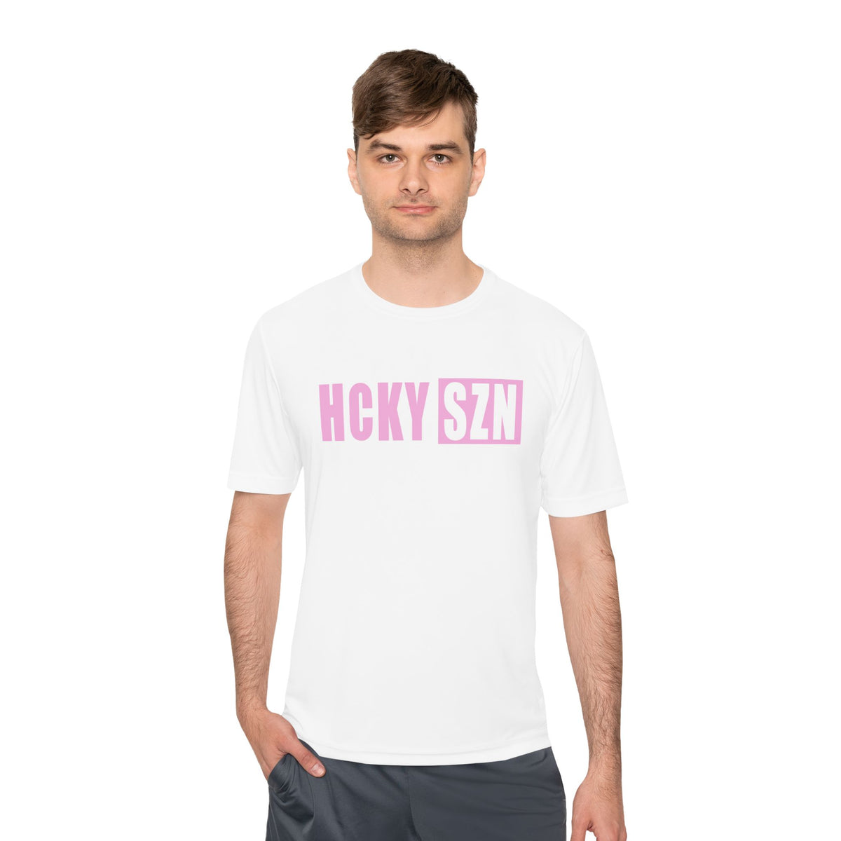 HCKYSZN (Flagship Logo) Adult Performance Tee - White/Pink
